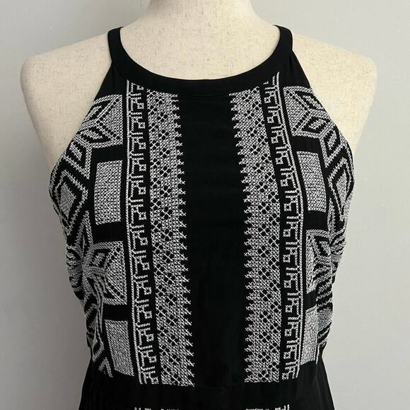 Nieman Marcus Formal Dress Women’s Sz S Black with White Cross Stitch Midi NWT - Picture 4 of 16